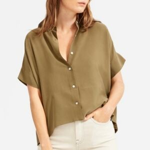 Washable Silk Clean Short Sleeve Square Shirt